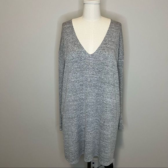 Aritzia Wilfred Free Gail Dress Light Grey  Long Sleeve Oversized Mini Dress - Picture 4 of 13